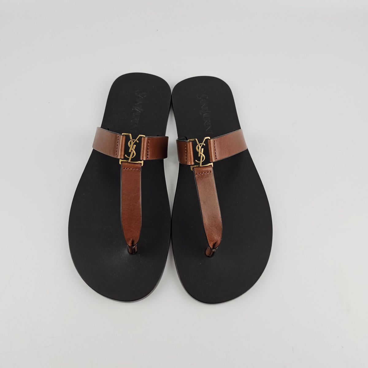 SAINT LAURENT Babylone $990 Burnt Brown Slides New & Authentic