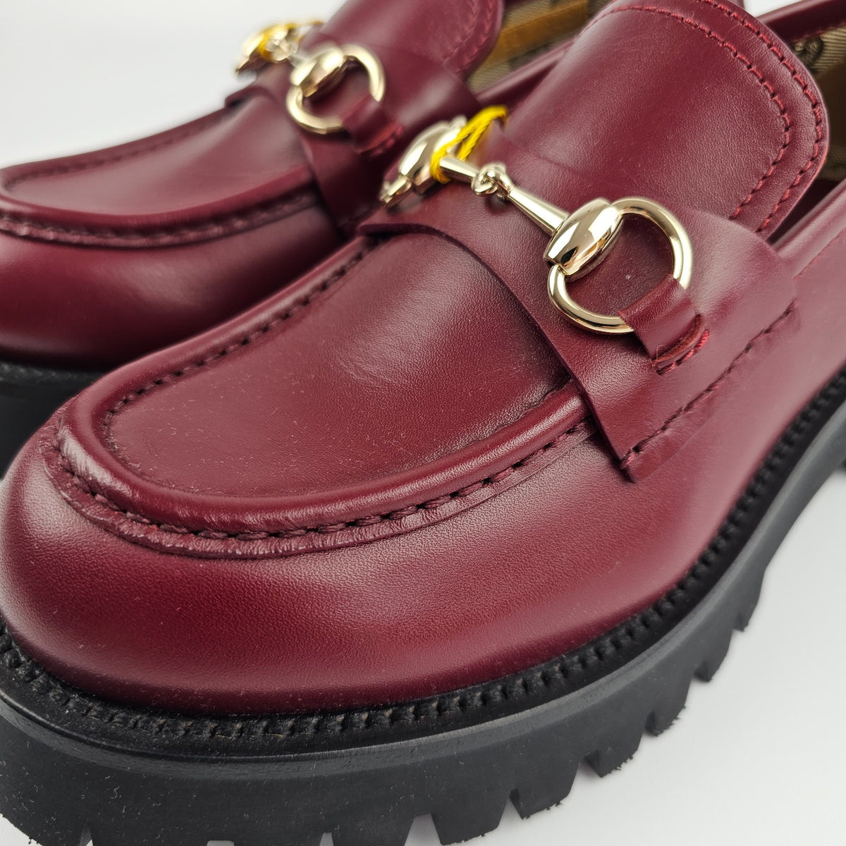 GUCCI $1220 Women's Rosso Ancora Red Lug Sole With Horsebit Loafers New