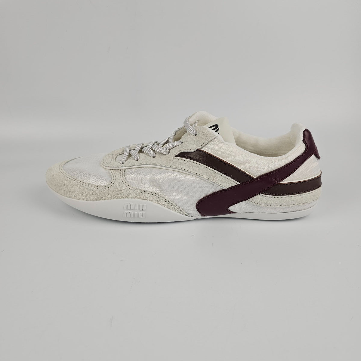 MIU MIU Gymnasium White/Burgundy Sneakers New & Authentic