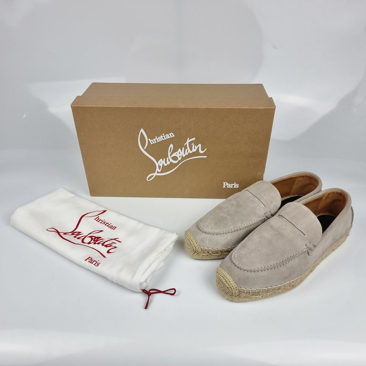 CHRISTIAN LOUBOUTIN Paquepapa Beige Suede Loafers New Size 39 US 6
