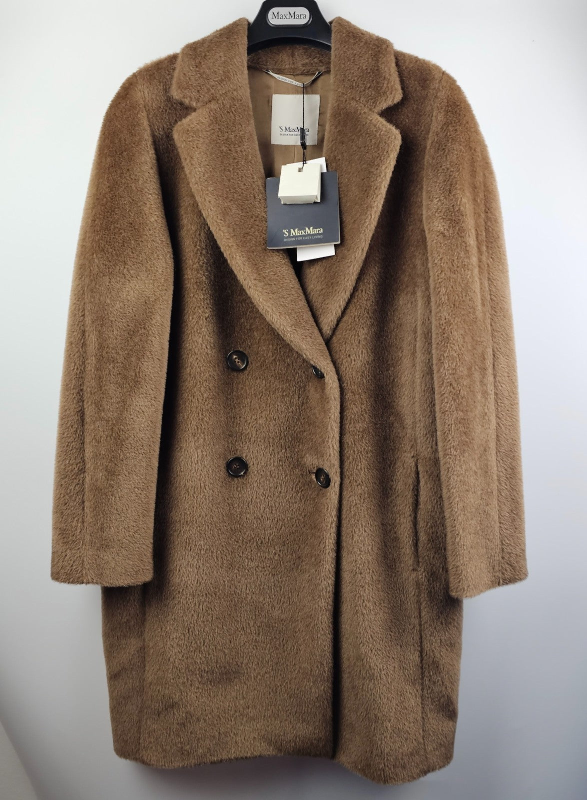 MAX MARA Roseto Double Breasted Brown Wool Long Coat New & Authentic