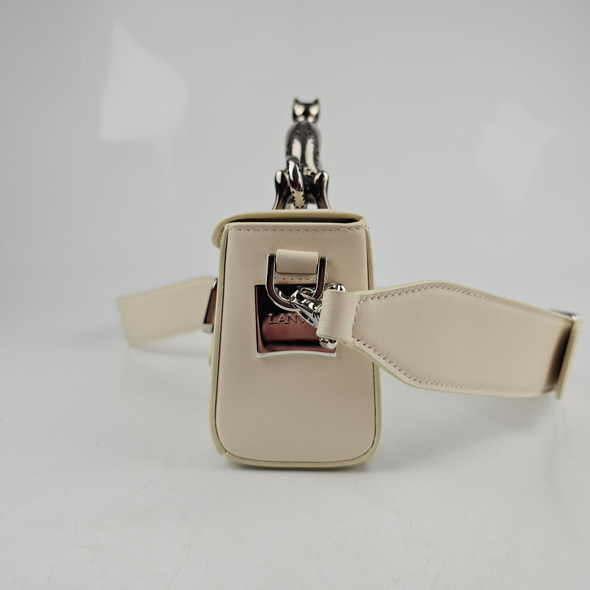 LANVIN Cat Pencil Box Nano White Top Handle Bag New
