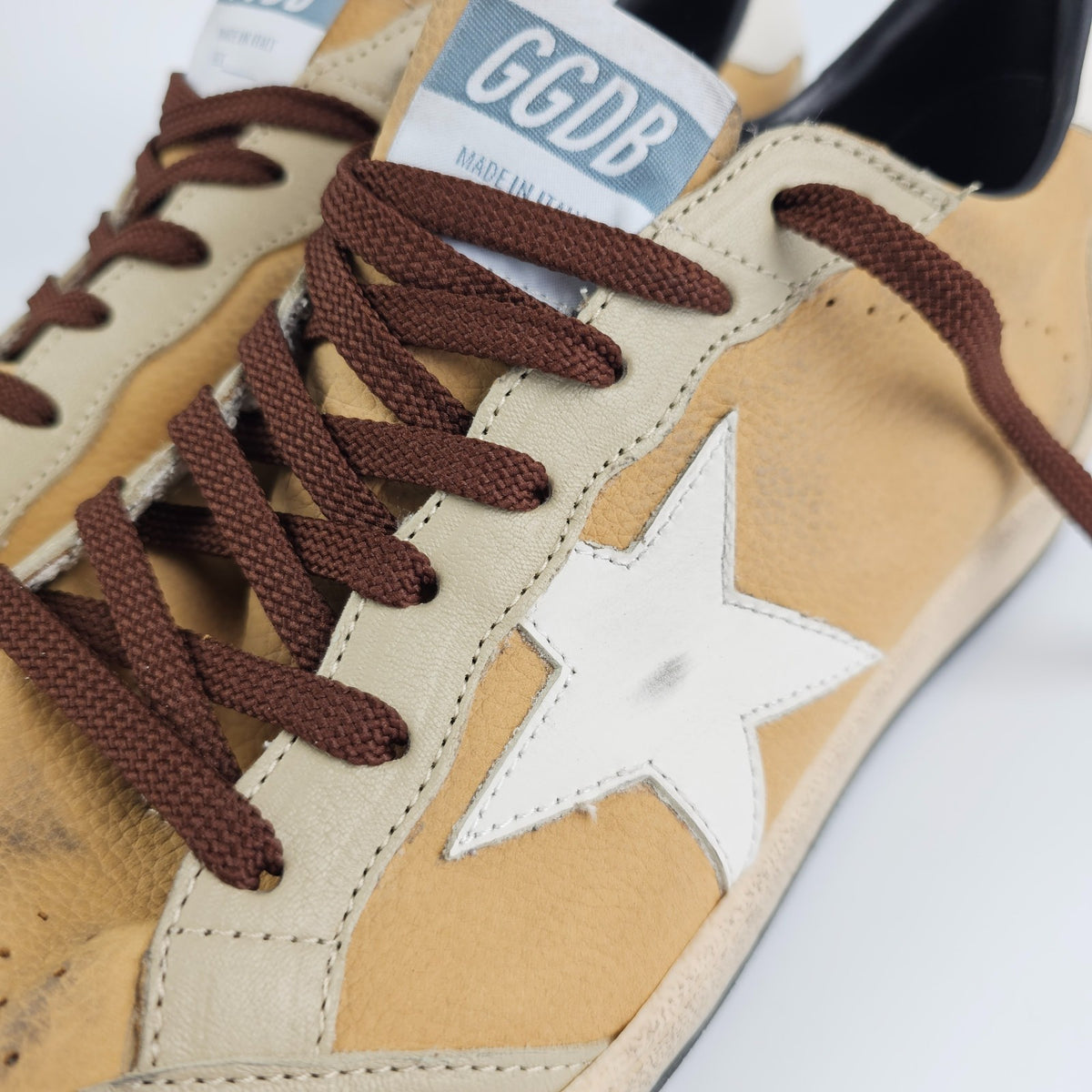 GOLDEN GOOSE Ball Star Beige/Brown Sneakers New & Authentic