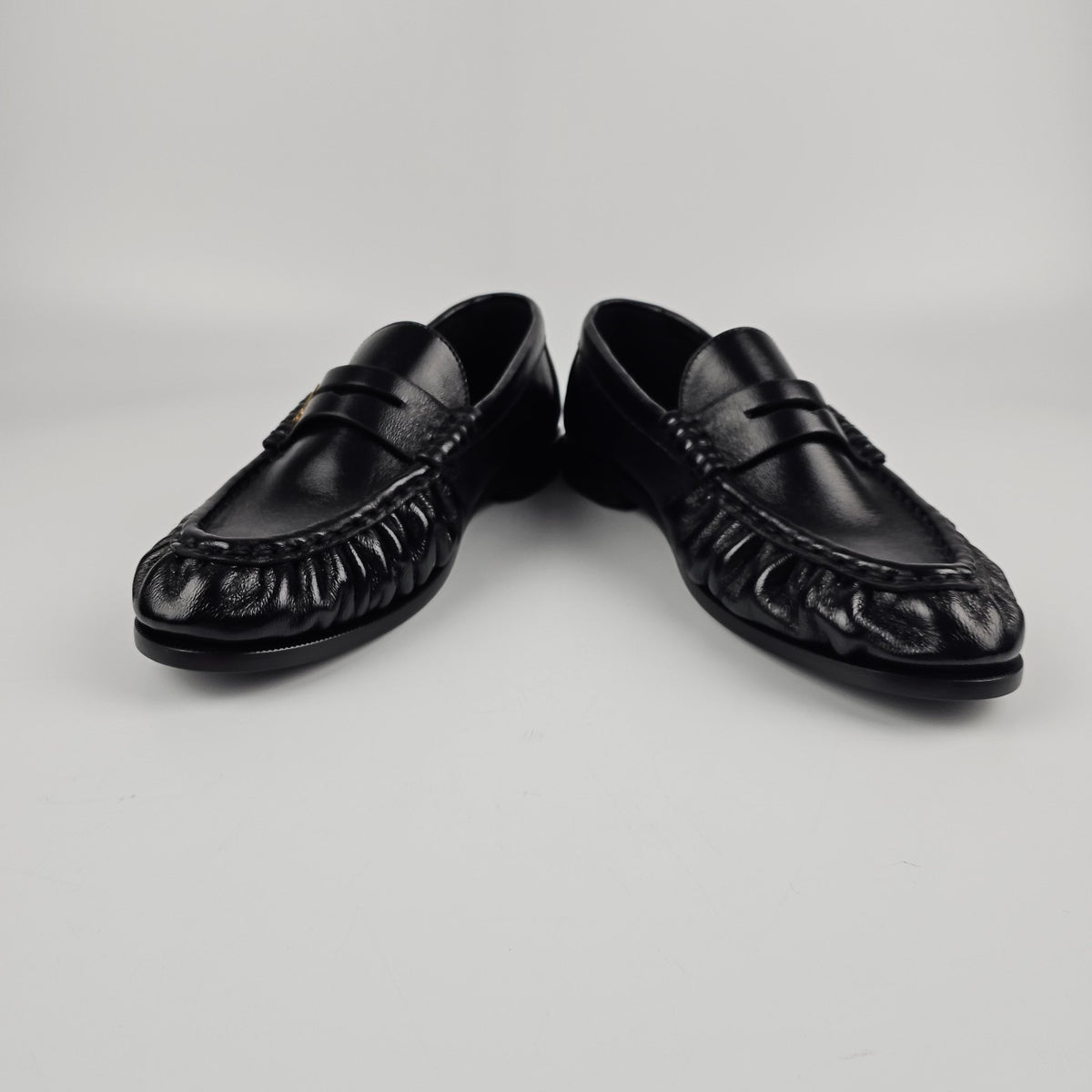 SAINT LAURENT Le Loafer Supple $1150 Black Shiny Leather Loafers New & Authentic