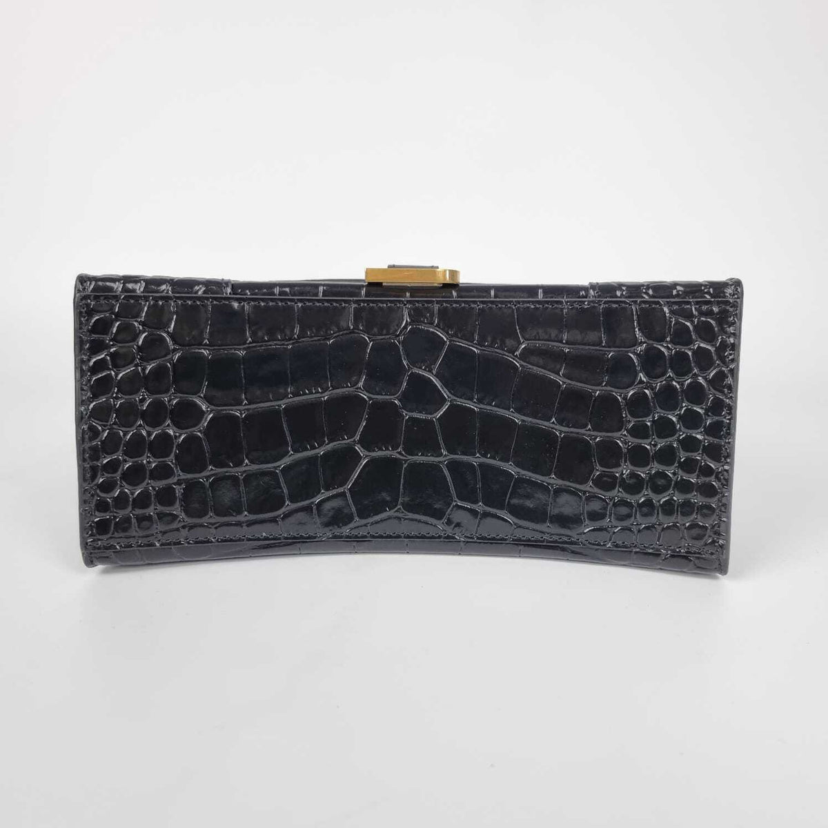 BALENCIAGA Hourglass Small $3000 Black Embossed Leather Top Handle Bag New