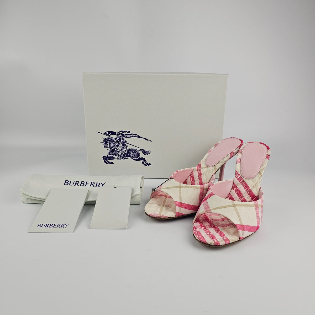 BURBERRY Mews Pink Mules New And Authentic