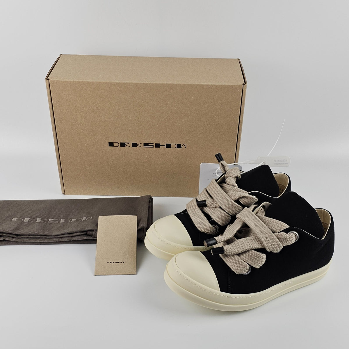 RICK OWENS DRKSHDW Hollywood Jumbo Lace Puffer Black Low Sneakers New