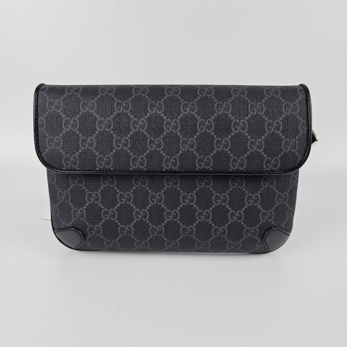 GUCCI GG $1300 Small Black Canvas Belt Bag New And Authentic