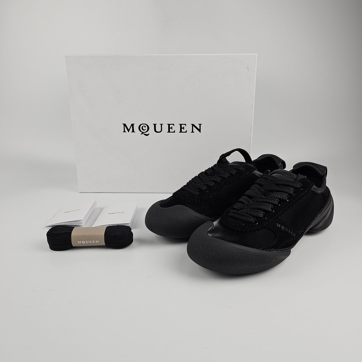 ALEXANDER MCQUEEN Flexion Women's Black Suede Sneakers New & Authentic