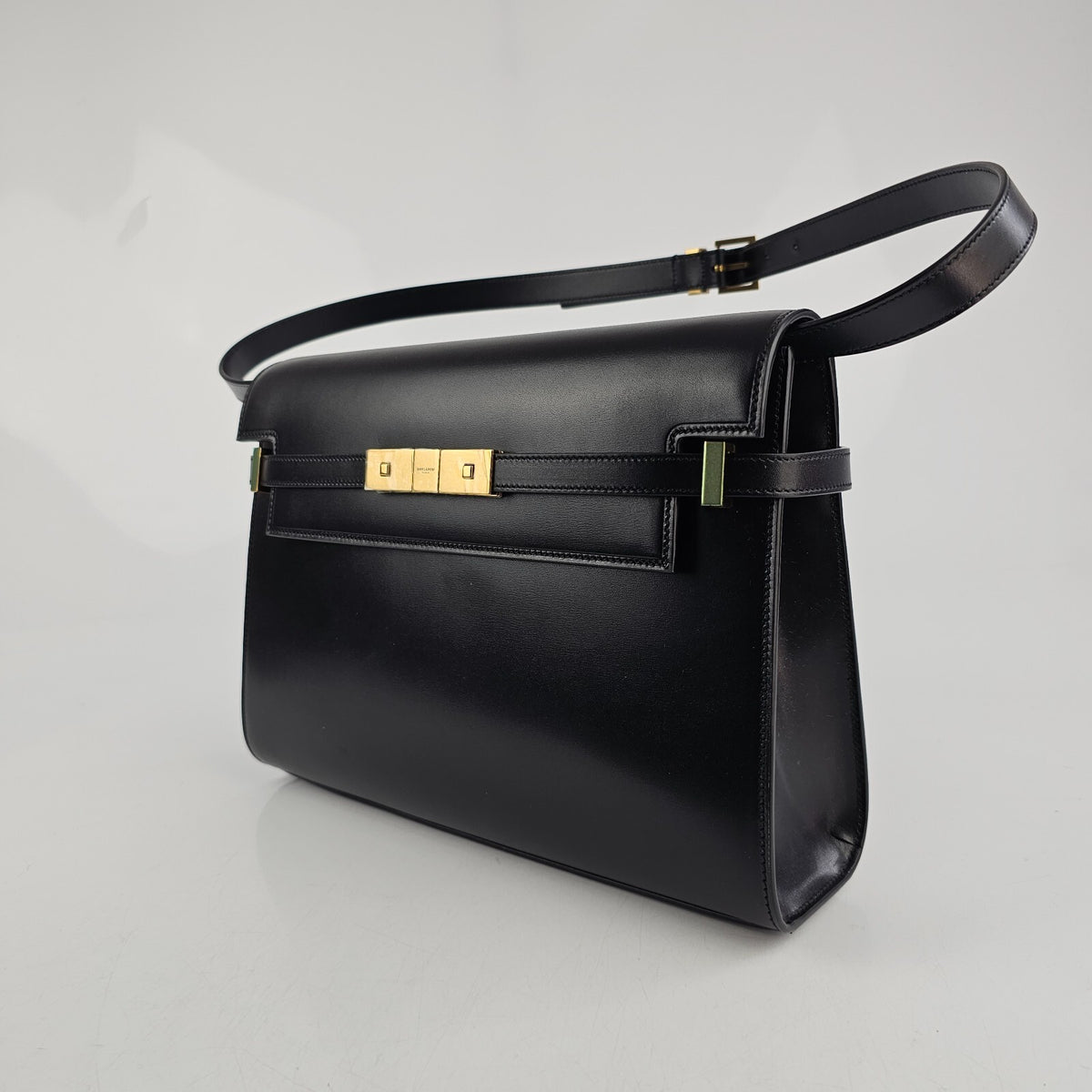 Saint Laurent Manhattan Box Medium $3400 Black Leather Shoulder Bag New