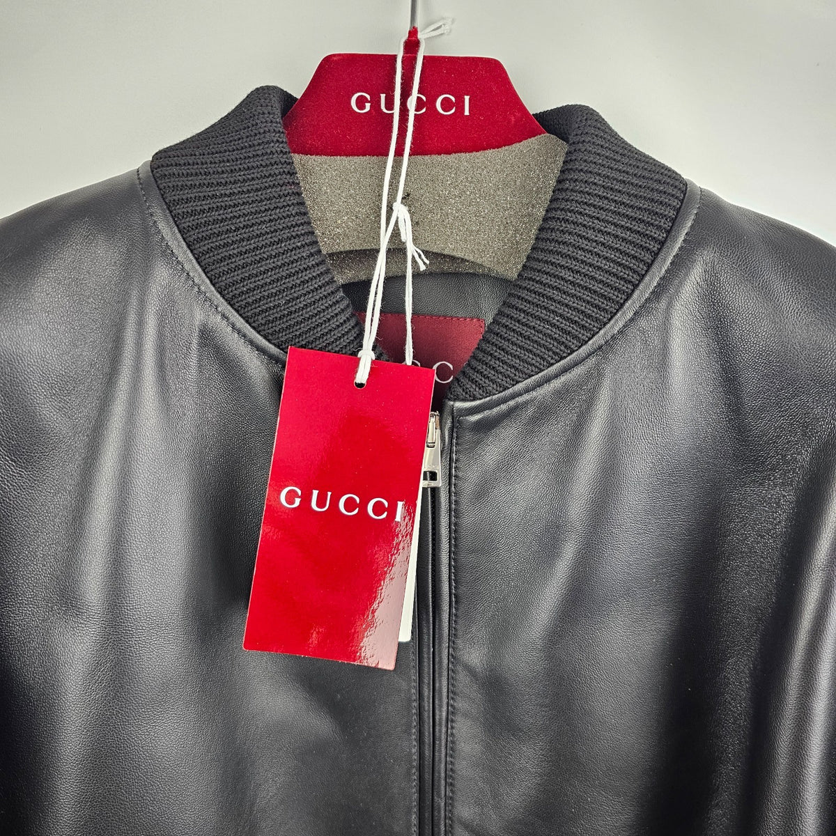 GUCCI $3980 Black Nappa Leather Bomber Jacket New & Authentic