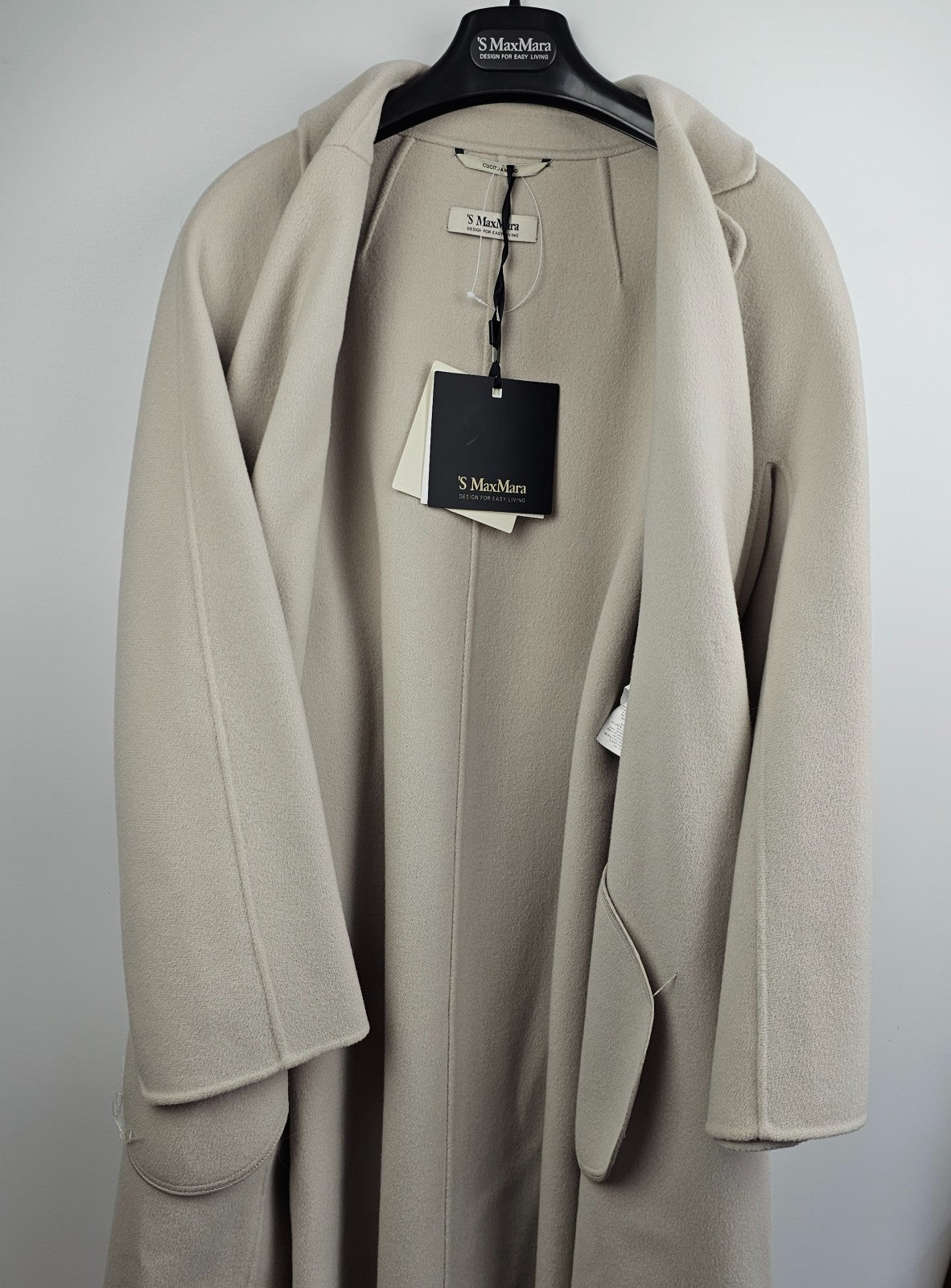 MAX MARA Esturia Belted Marble Gray Wool Long Coat New & Authentic