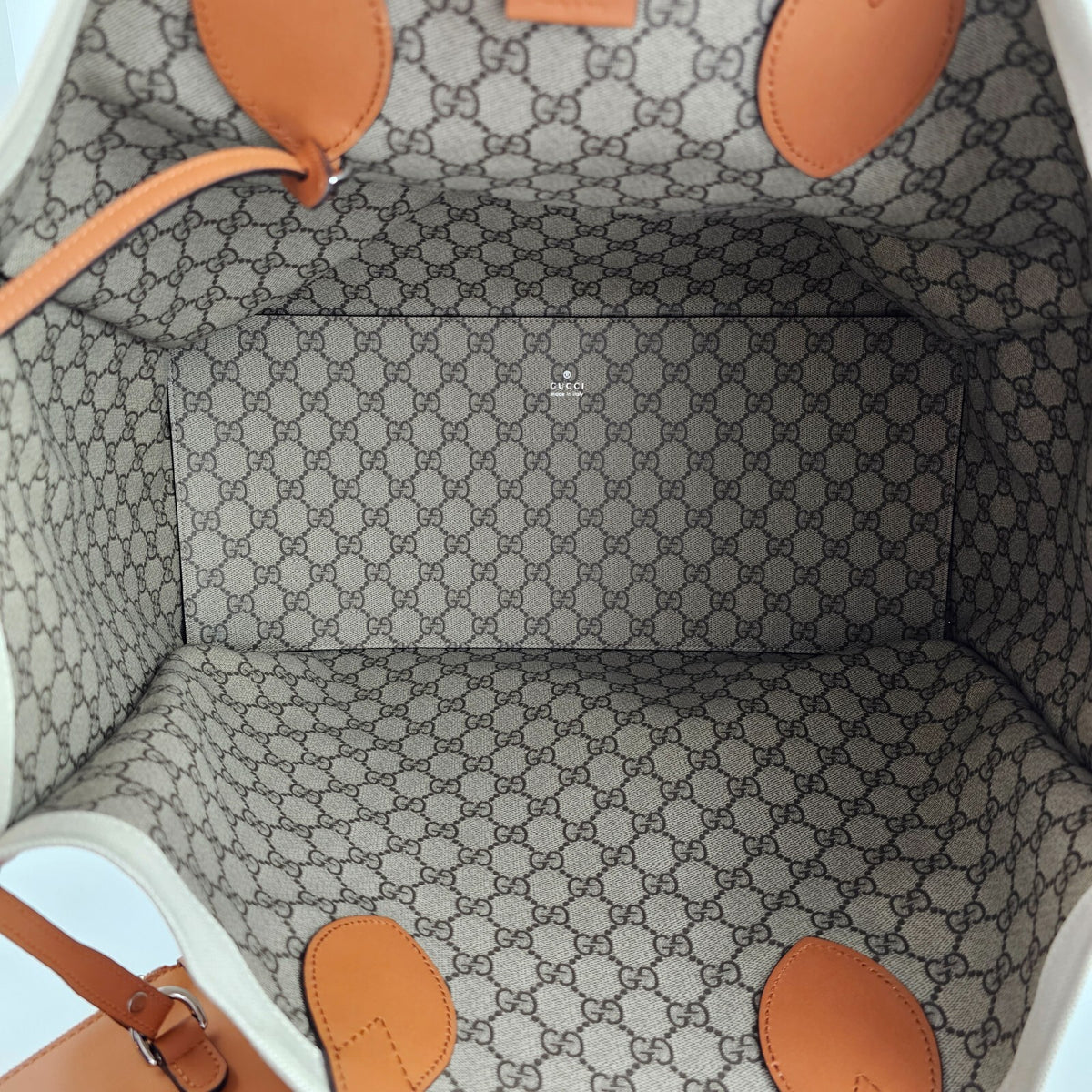 GUCCI Maxi $2450 Beige Cotton Tote Bag New And Authentic