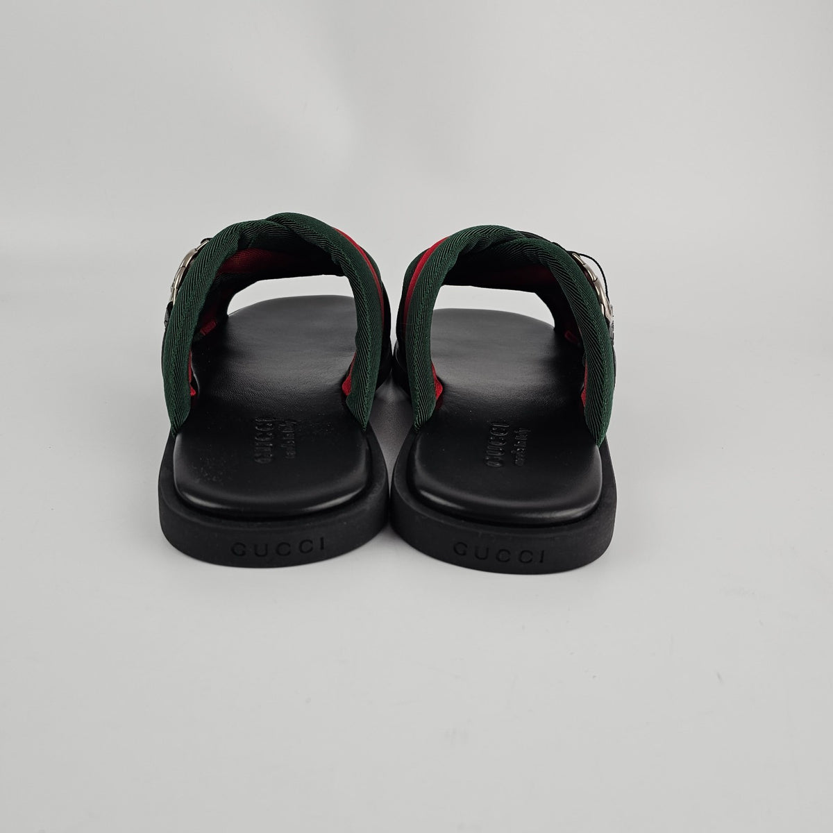 GUCCI Men's Interlocking G Green/Red Slide Sandals New & Authentic