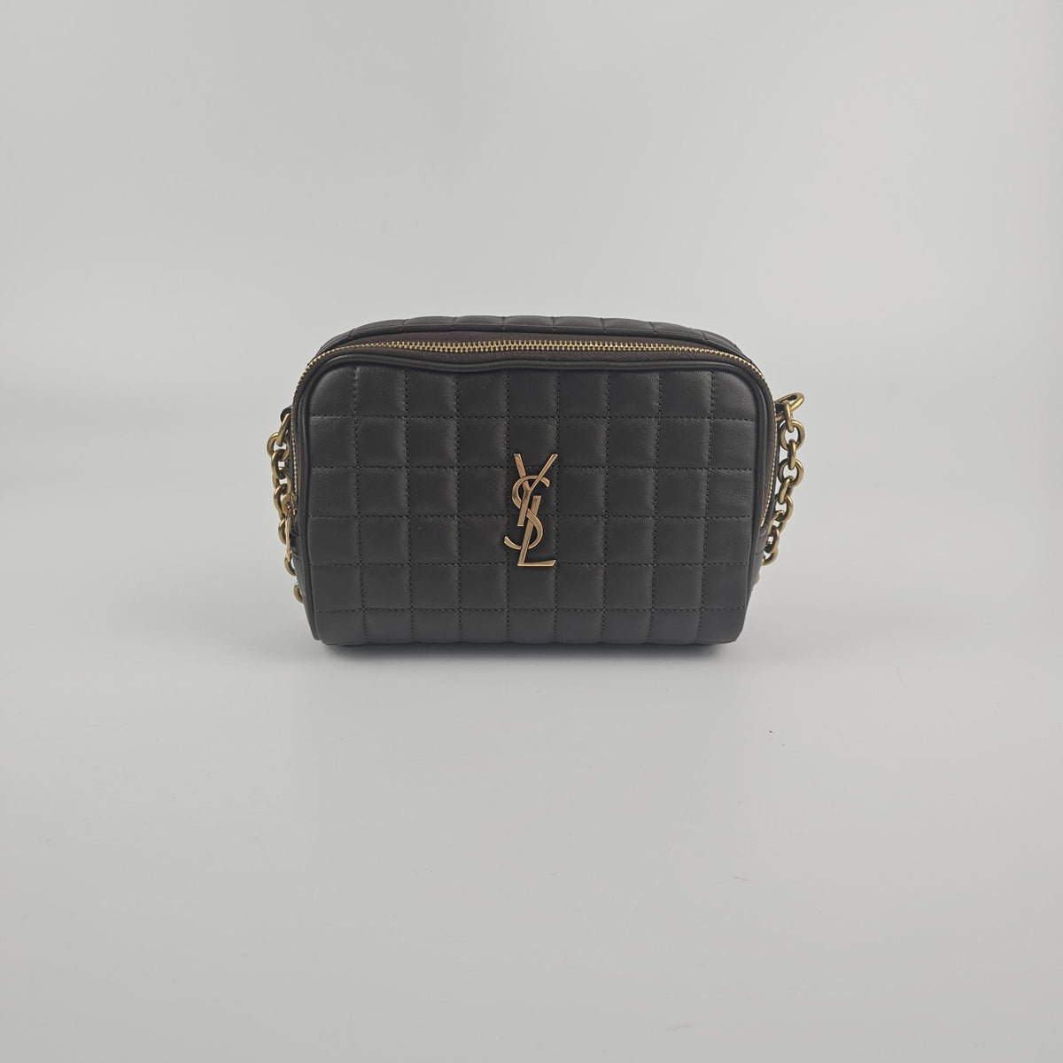 SAINT LAURENT Cassandre Light Musk Carre Lambskin Camera Bag New