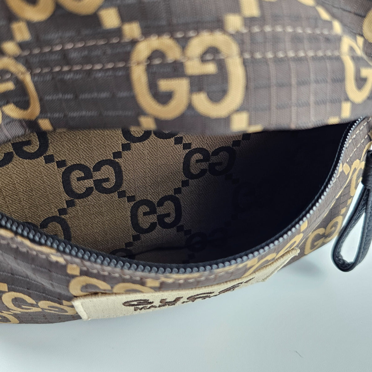 GUCCI $1680 Ebony And Beige GG Ripstop Crossbody Bag New & Authentic