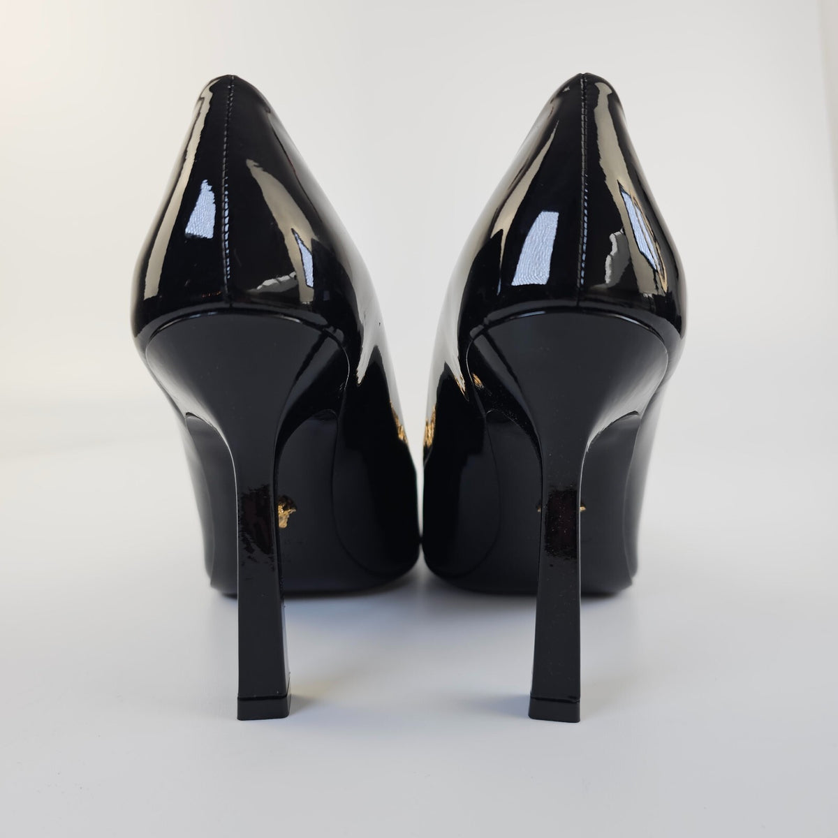 VERSACE 105mm La Medusa Black Leather Pumps Size 39.5 US 9.5