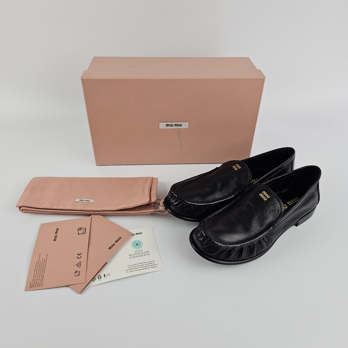 MIU MIU $1120 Black Leather Loafers New & Authentic