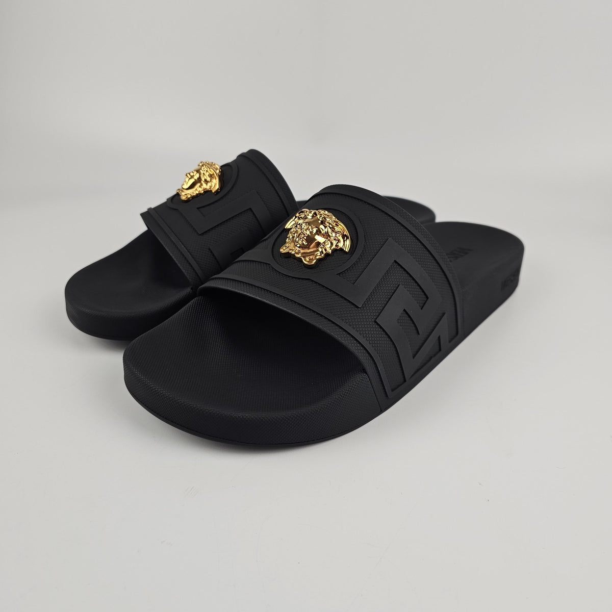 VERSACE La Medusa Men's Black Slide Sandals New & Authentic