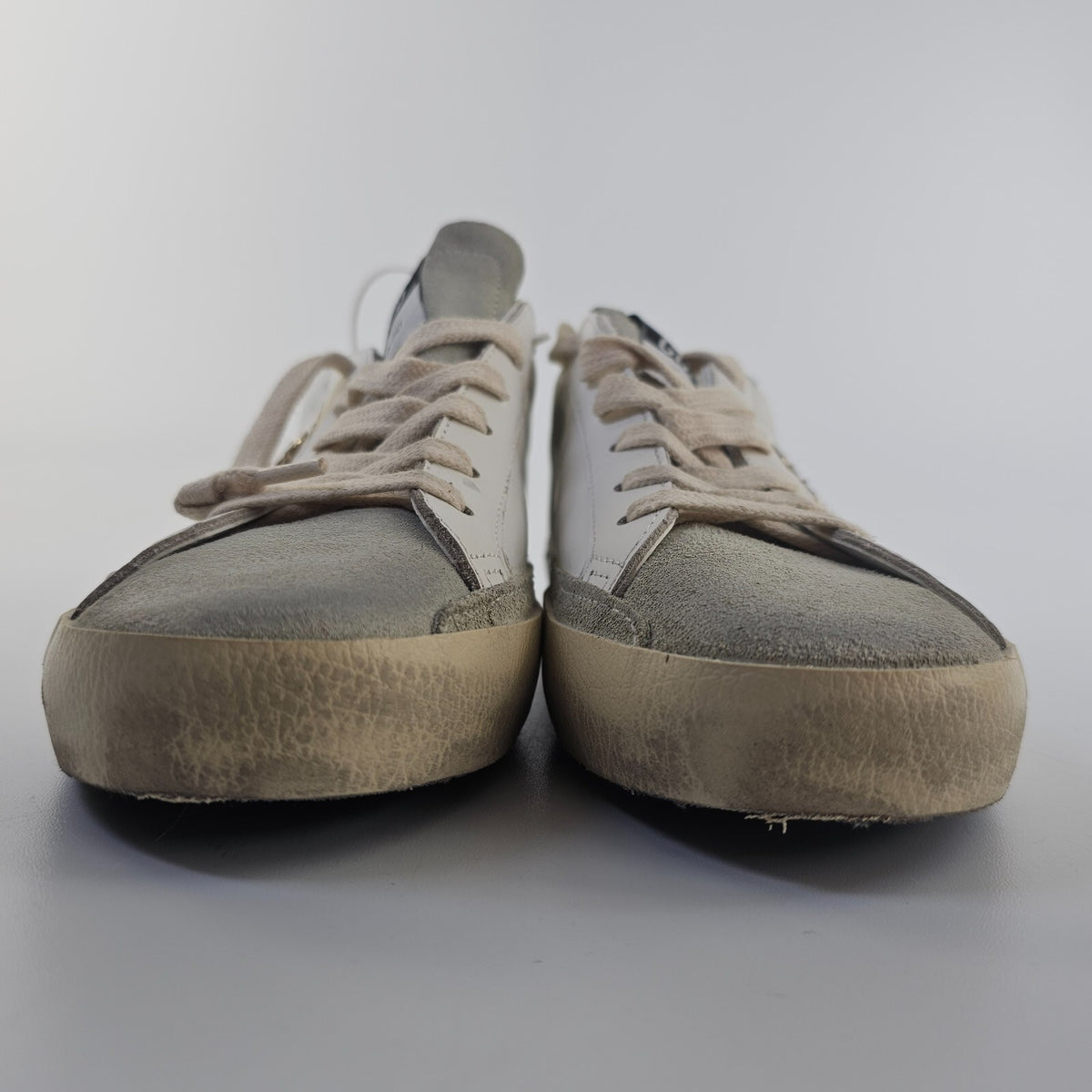GOLDEN GOOSE Super Star Women's White/Silver Glittered Low Top Sneakers New