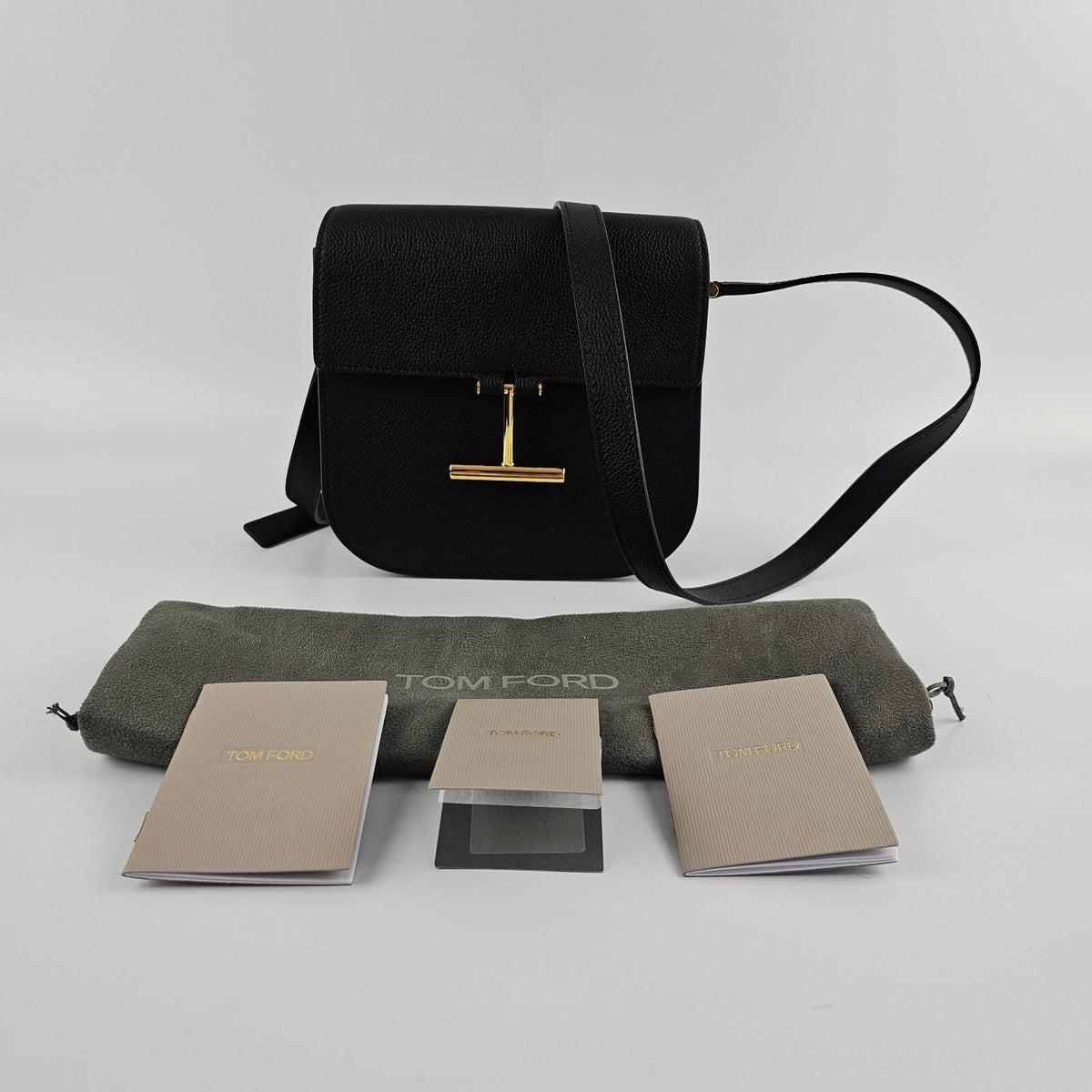 Tom Ford Mini Tara Black Leather Shoulder Bag New