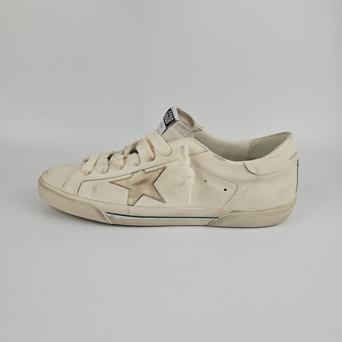 GOLDEN GOOSE Super Star Men's White/Gold Sneakers New