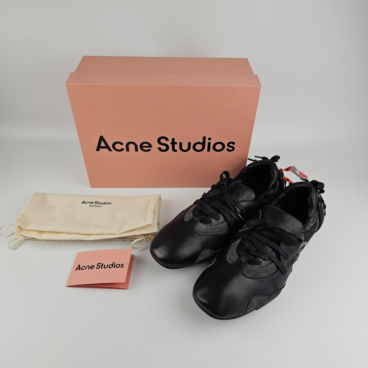 ACNE STUDIOS Black Leather Lace Up Shoes New