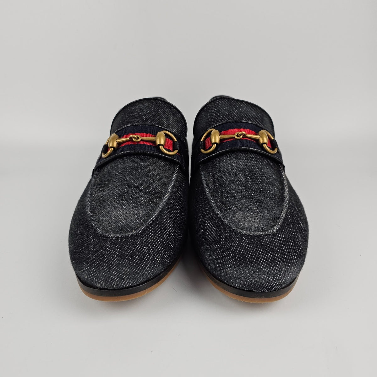 GUCCI Men's Black Denim With Horsebit Loafers New & Authentic