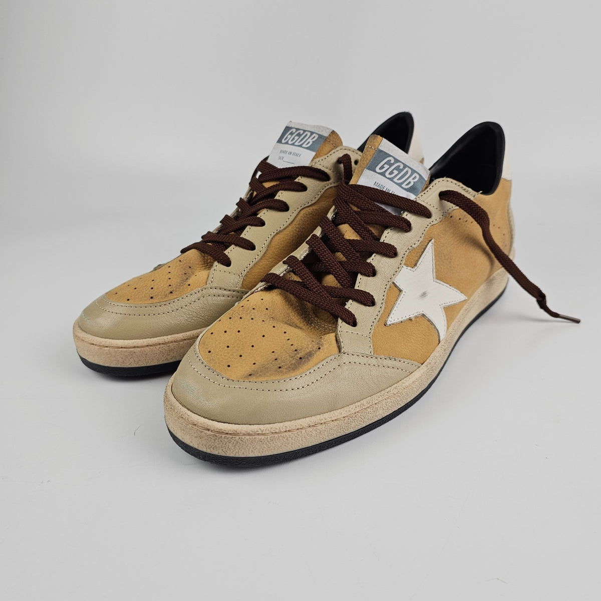 GOLDEN GOOSE Ball Star Beige/Brown Sneakers New & Authentic