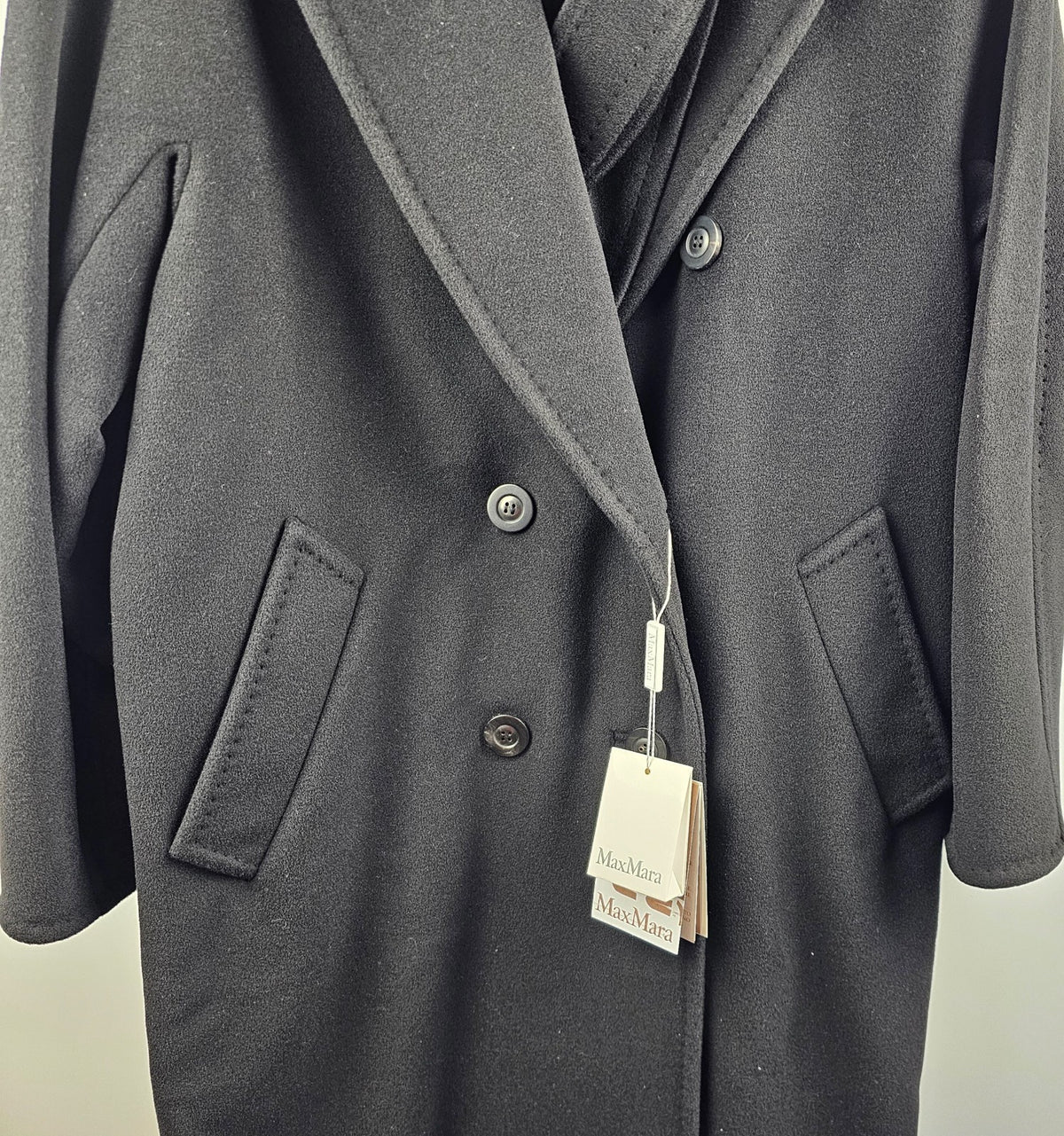 MAX MARA Madame 101801 Belted Black Wool Long Coat New & Authentic