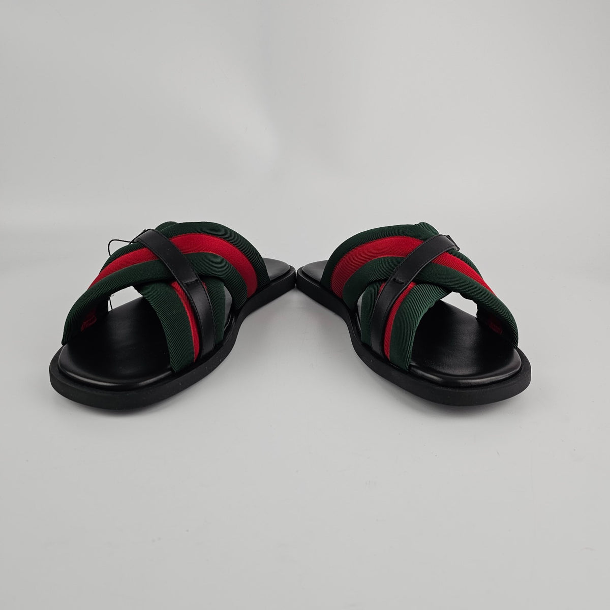 GUCCI Men's Interlocking G Green/Red Slide Sandals New & Authentic