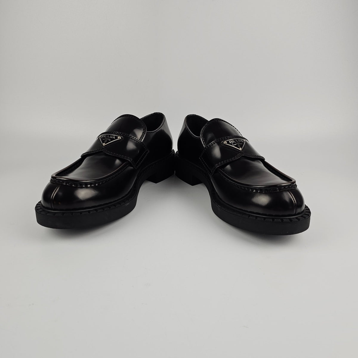 PRADA Chocolate Dark Brown Leather Loafers New And Authentic