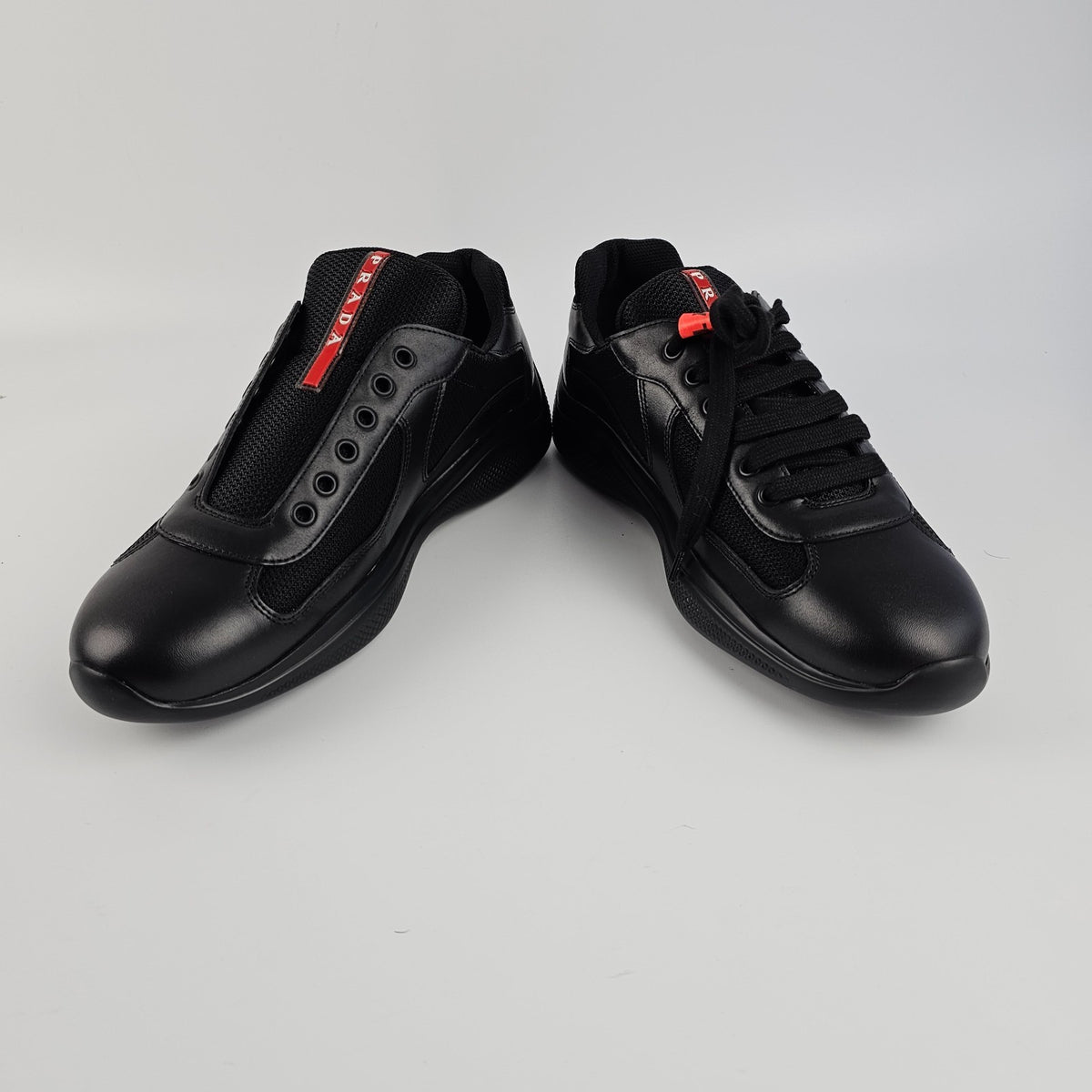 PRADA America's Cup Black Leather Sneakers Size UK 8 US 9
