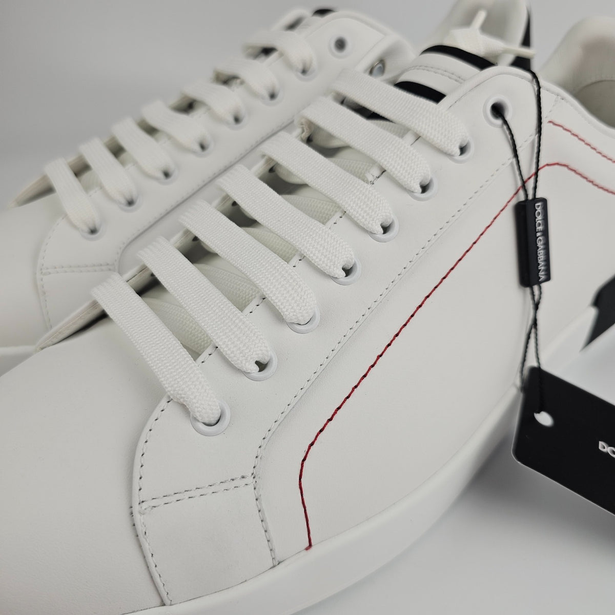 DOLCE&GABBANA Men's Portofino White/Black Leather New & Authentic