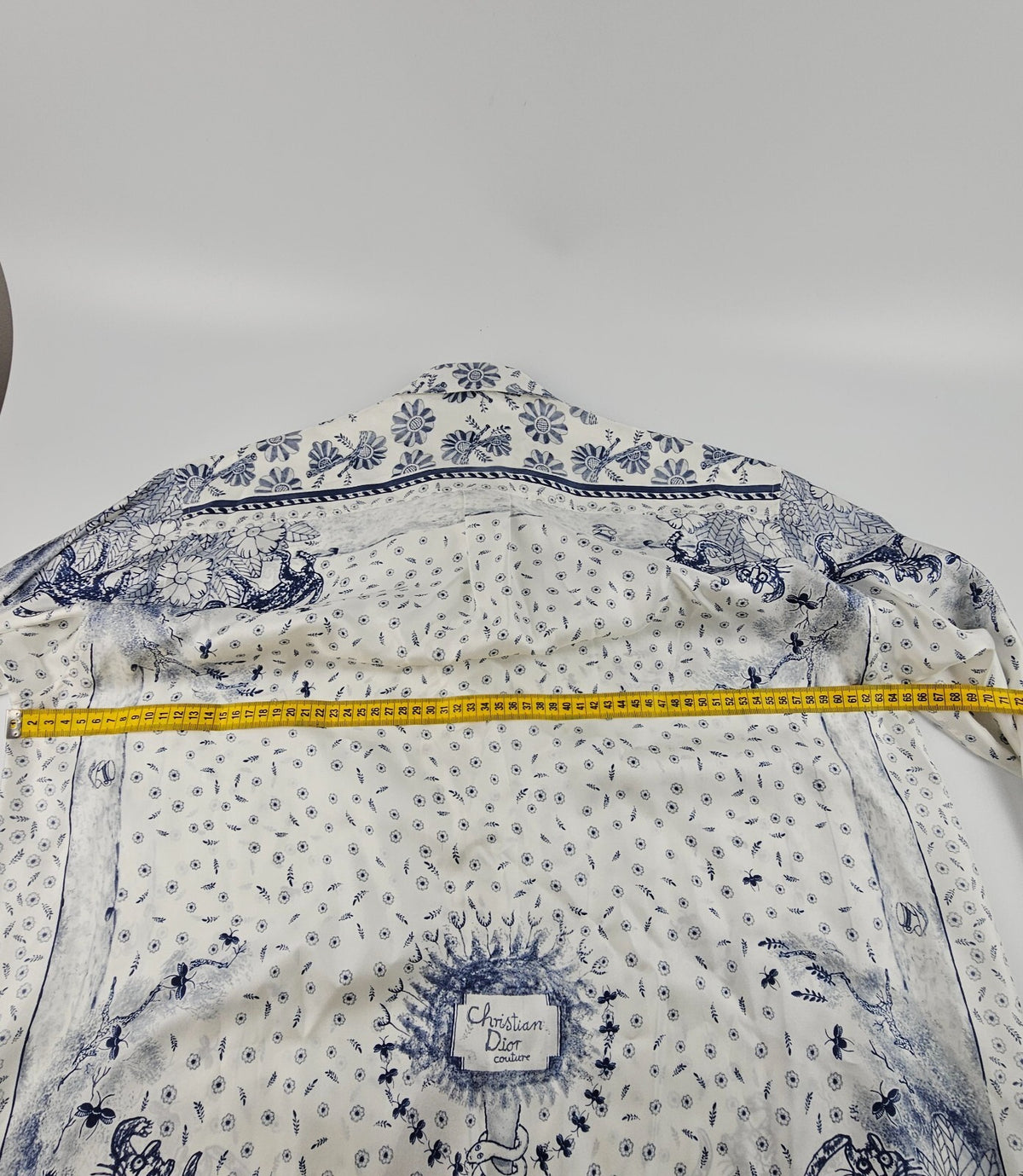 DIOR $2250 White And Navy Blue Silk Shirt New & Authentic Size 39