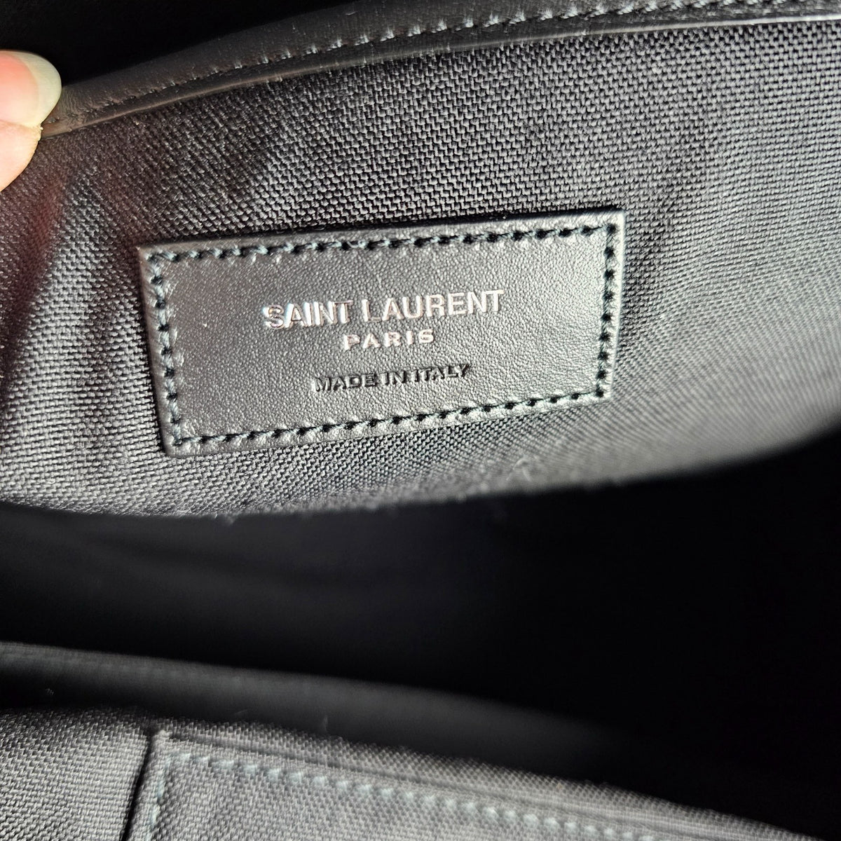 Saint Laurent City Men's Black Embroidered Canvas Backpack New