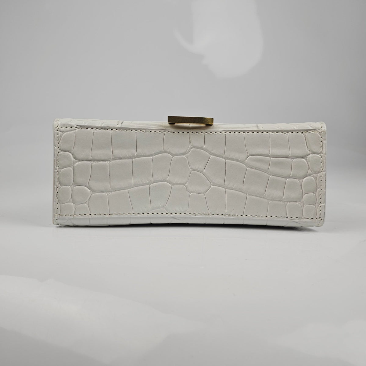 BALENCIAGA XS Hourglass Embossed White Leather Bag New