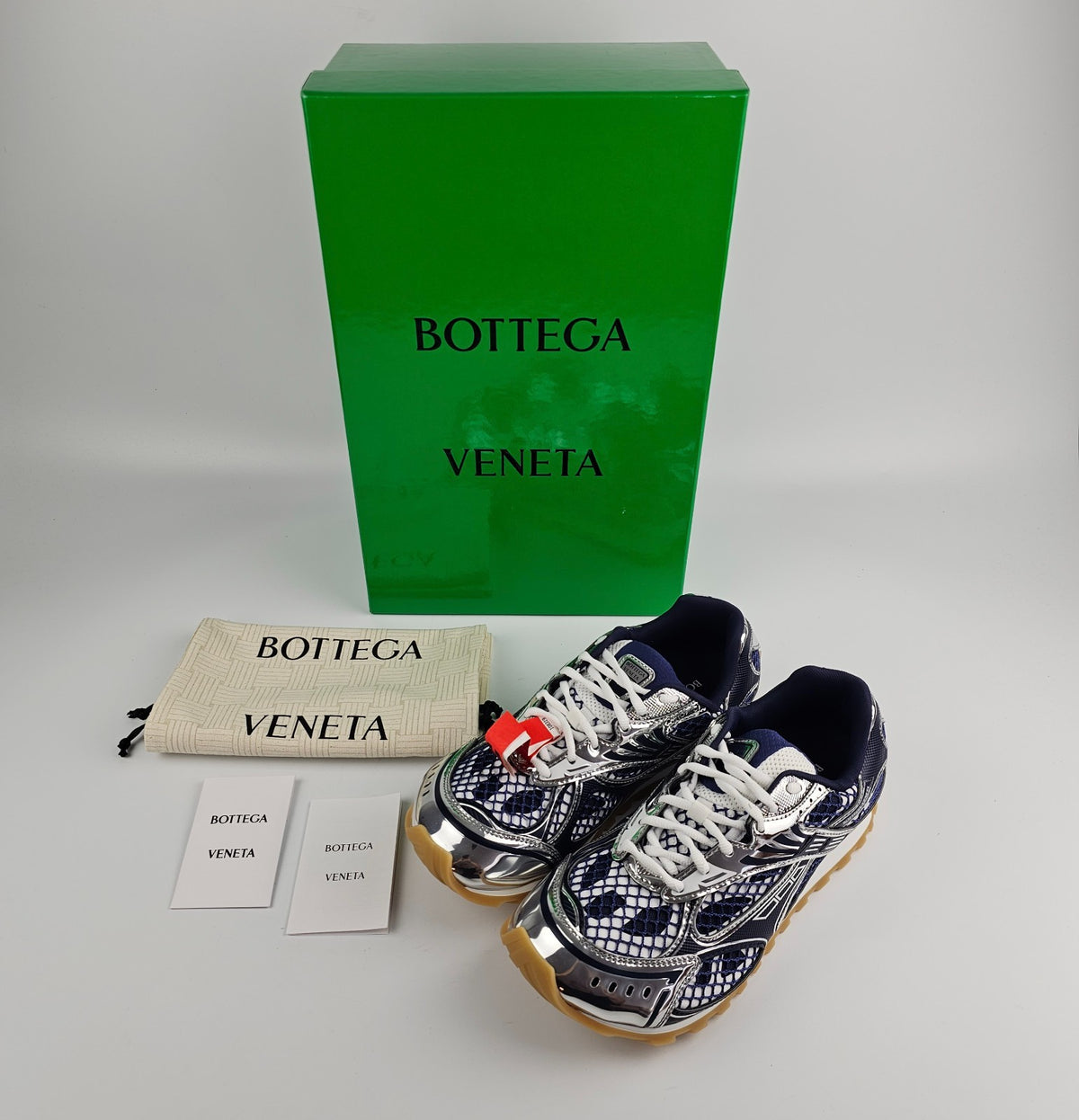 BOTTEGA VENETA Men's Orbit $1100 Abyss/Silver Sneakers New & Authentic