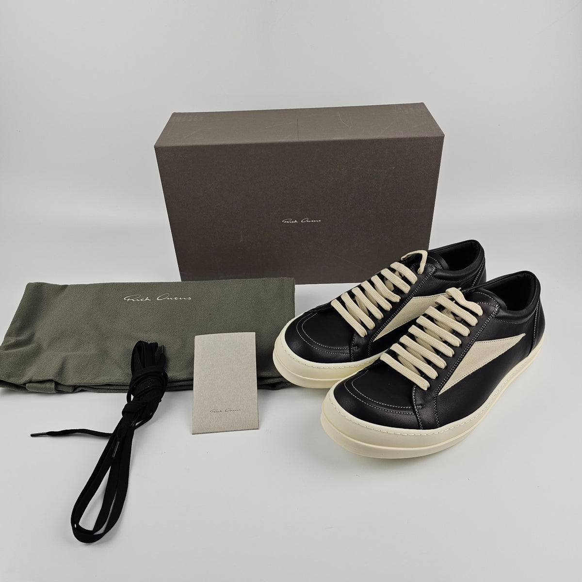 RICK OWENS Temple $1065 Black/Milk Vintage Sneakers New & Authentic