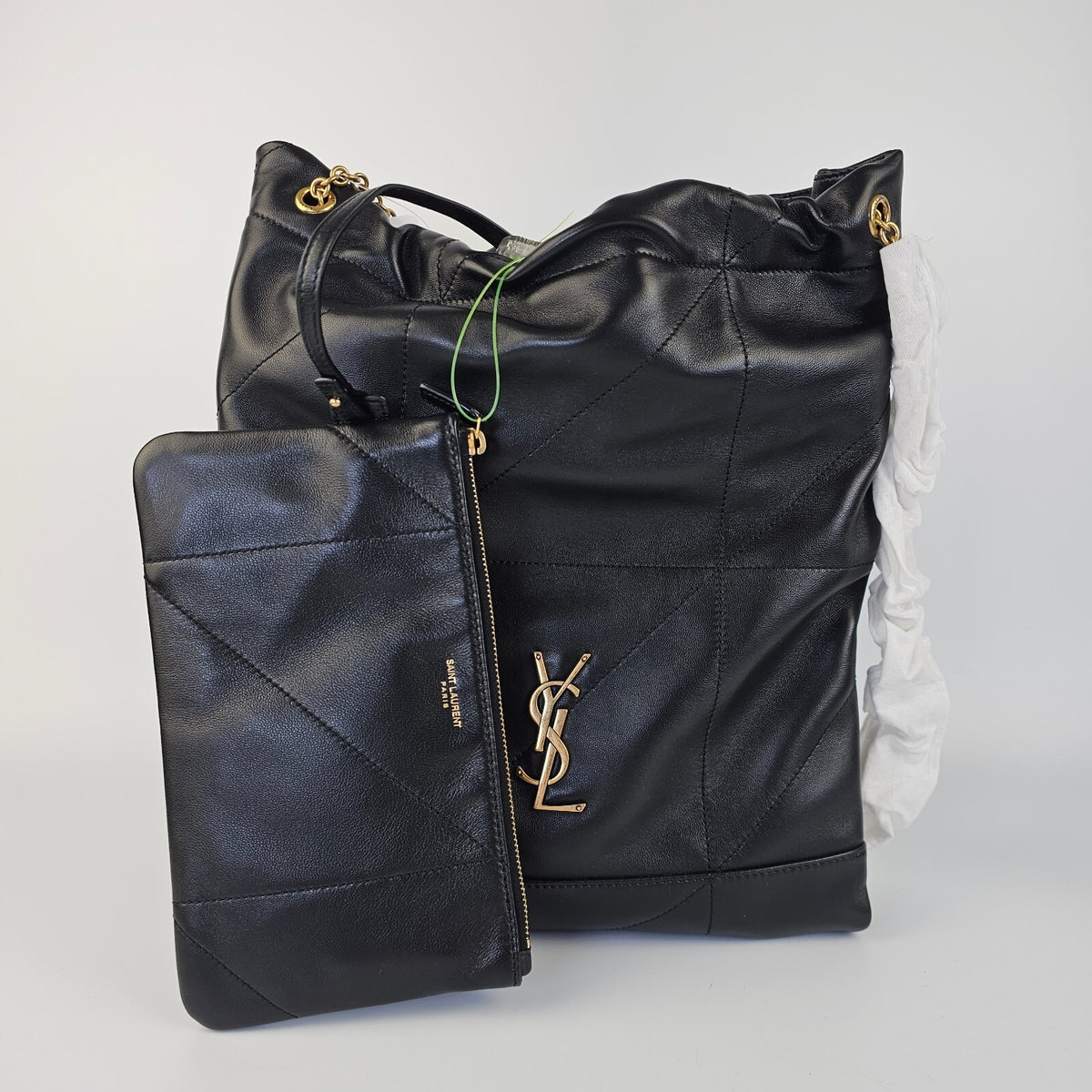 SAINT LAURENT Jamie 4.3 Pochon Black Leather Shoulder Bag New/Authentic
