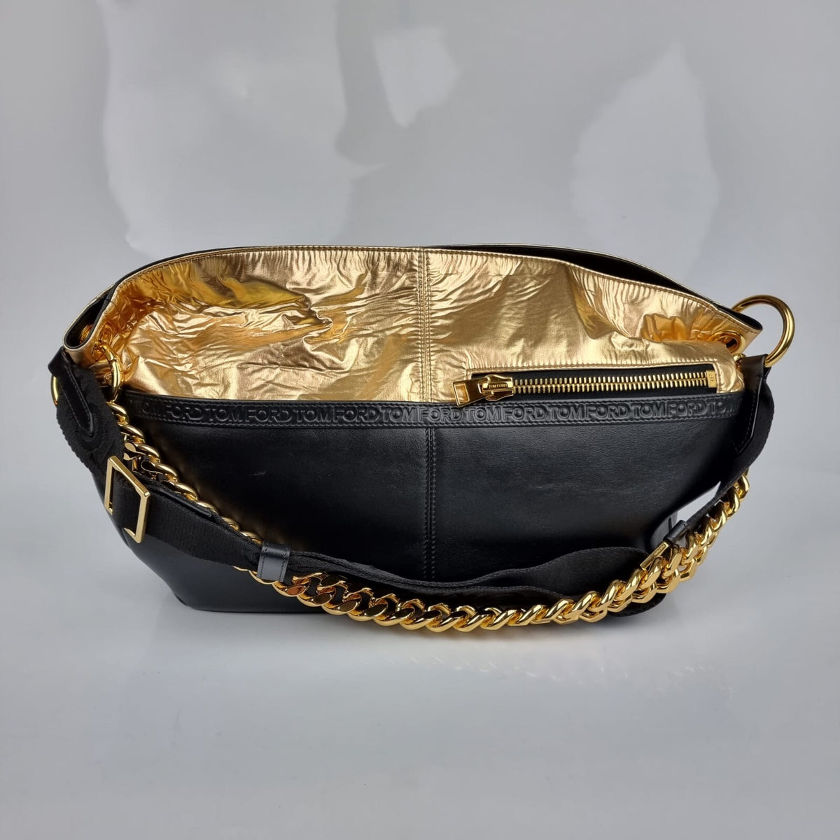 TOM FORD Black/Gold Shoulder Bag New