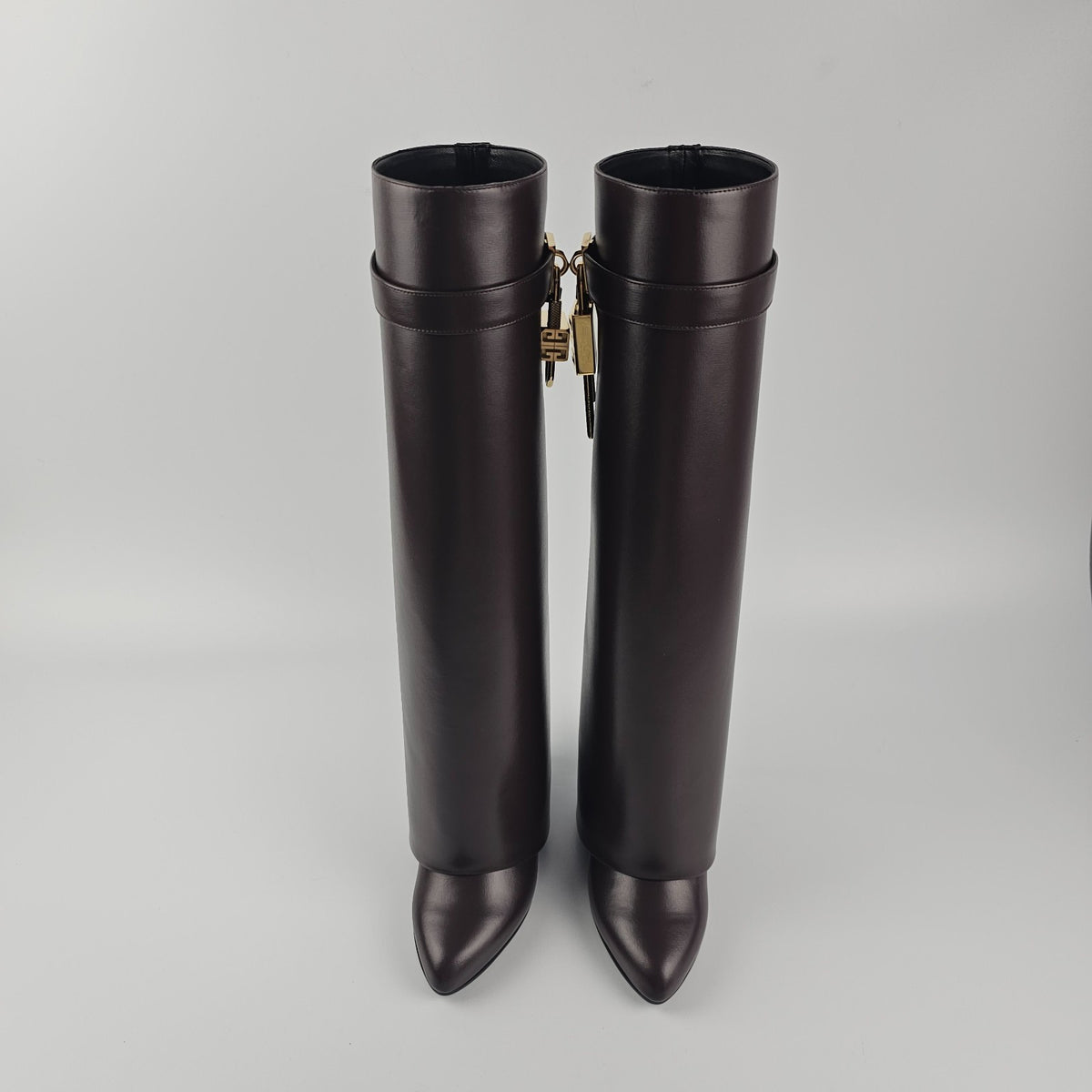 GIVENCHY Shark Lock Brown Leather 90mm Ankle Boots New & Authentic