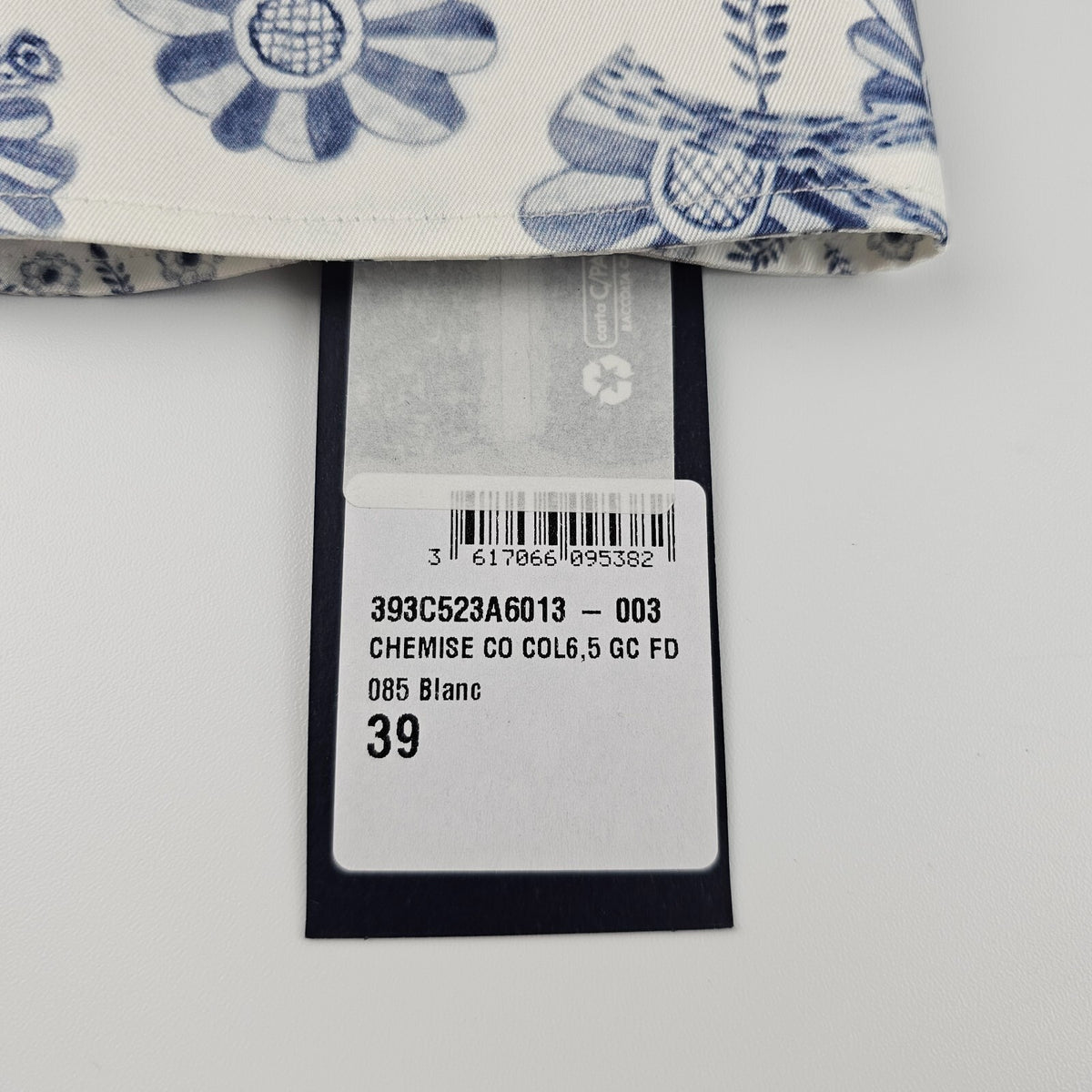 DIOR $2250 White And Navy Blue Silk Shirt New & Authentic Size 39