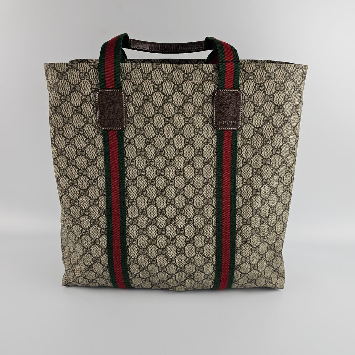 GUCCI $1500 Beige And Ebony GG Canvas Tender Large Tote Bag New & Authentic