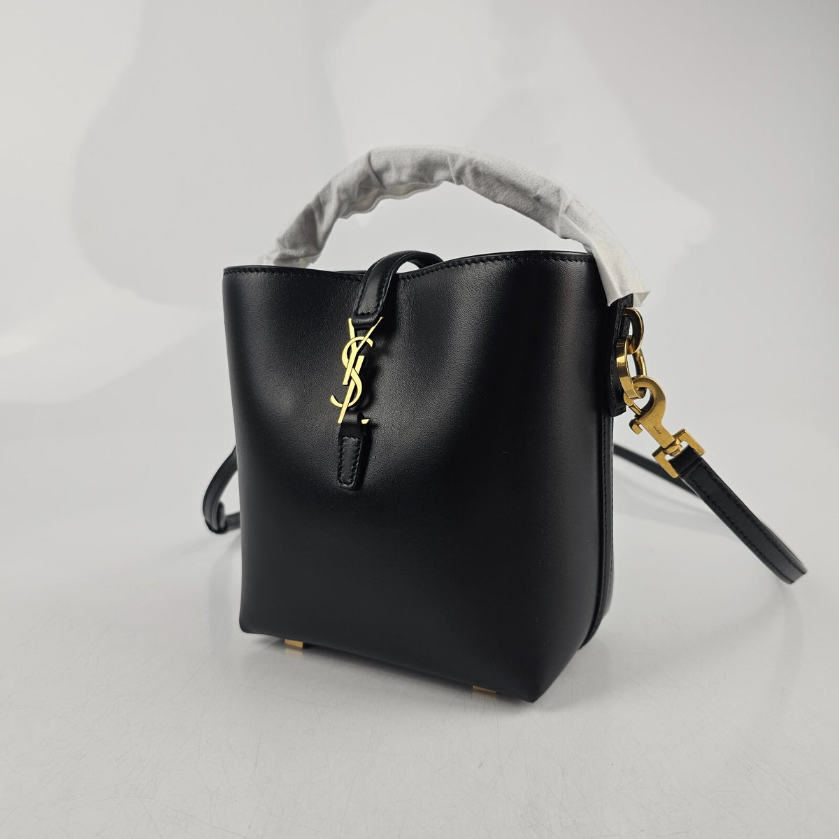 SAINT LAURENT Le 37 Mini $2300 Black Leather bucket Bag New & Authentic