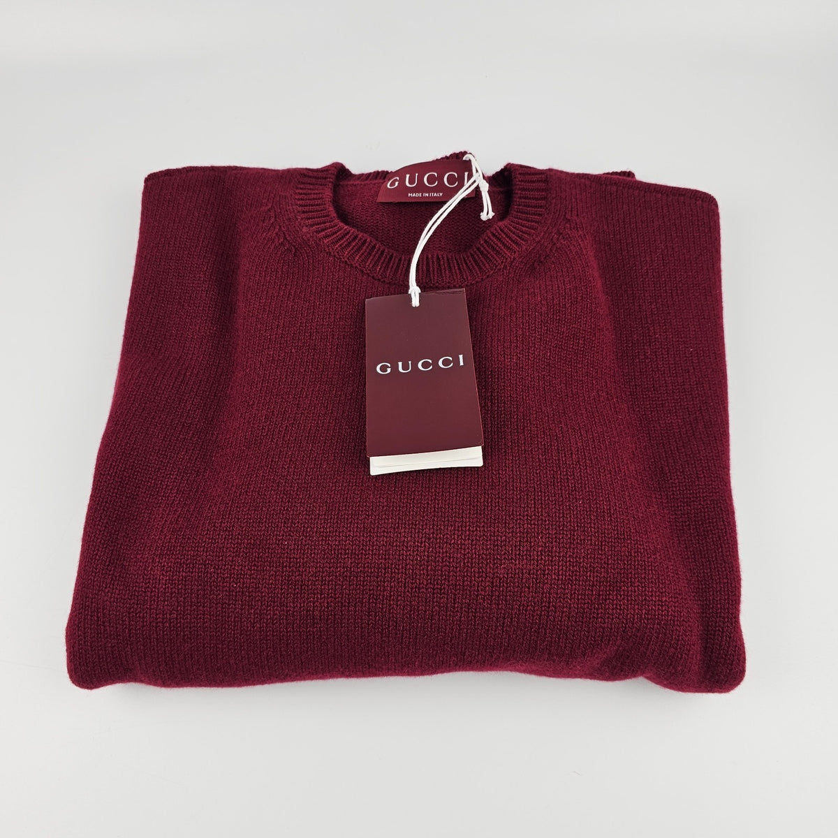 GUCCI $1700 Rosso Ancora Cashmere/Wool With Trim Sweater New & Authentic
