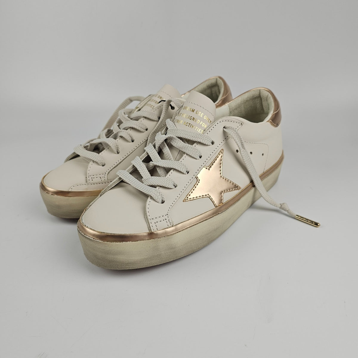 GOLDEN GOOSE Hi Star Women's White/Rose Gold Sneakers New
