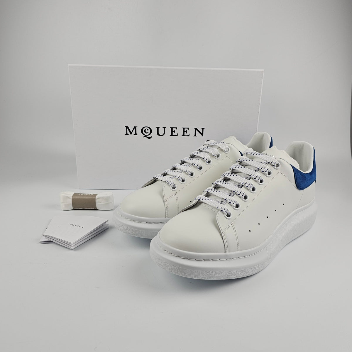 ALEXANDER MCQUEEN Men's Oversized White/Navy Sneakers New & Authentic