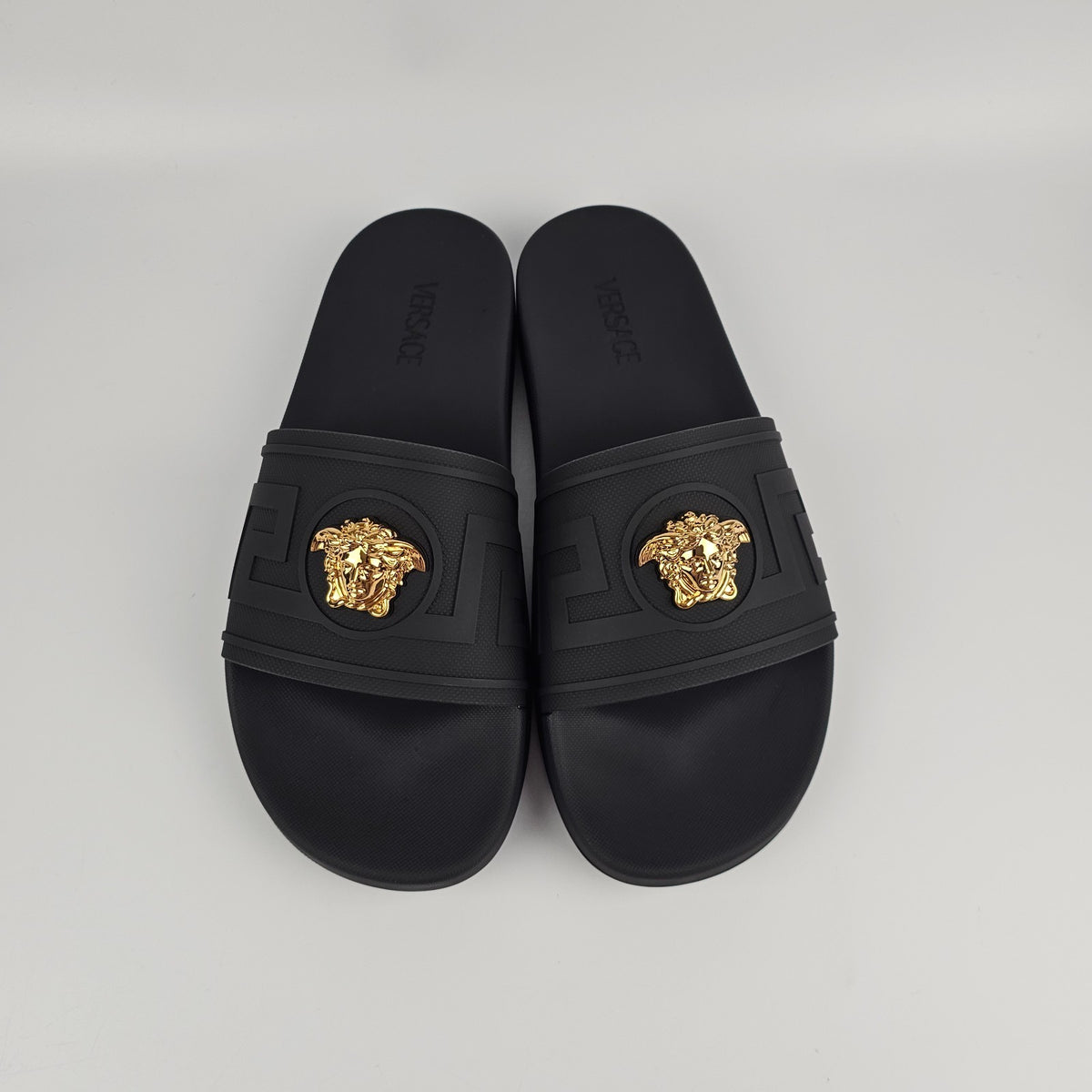VERSACE La Medusa Men's Black Slide Sandals New & Authentic