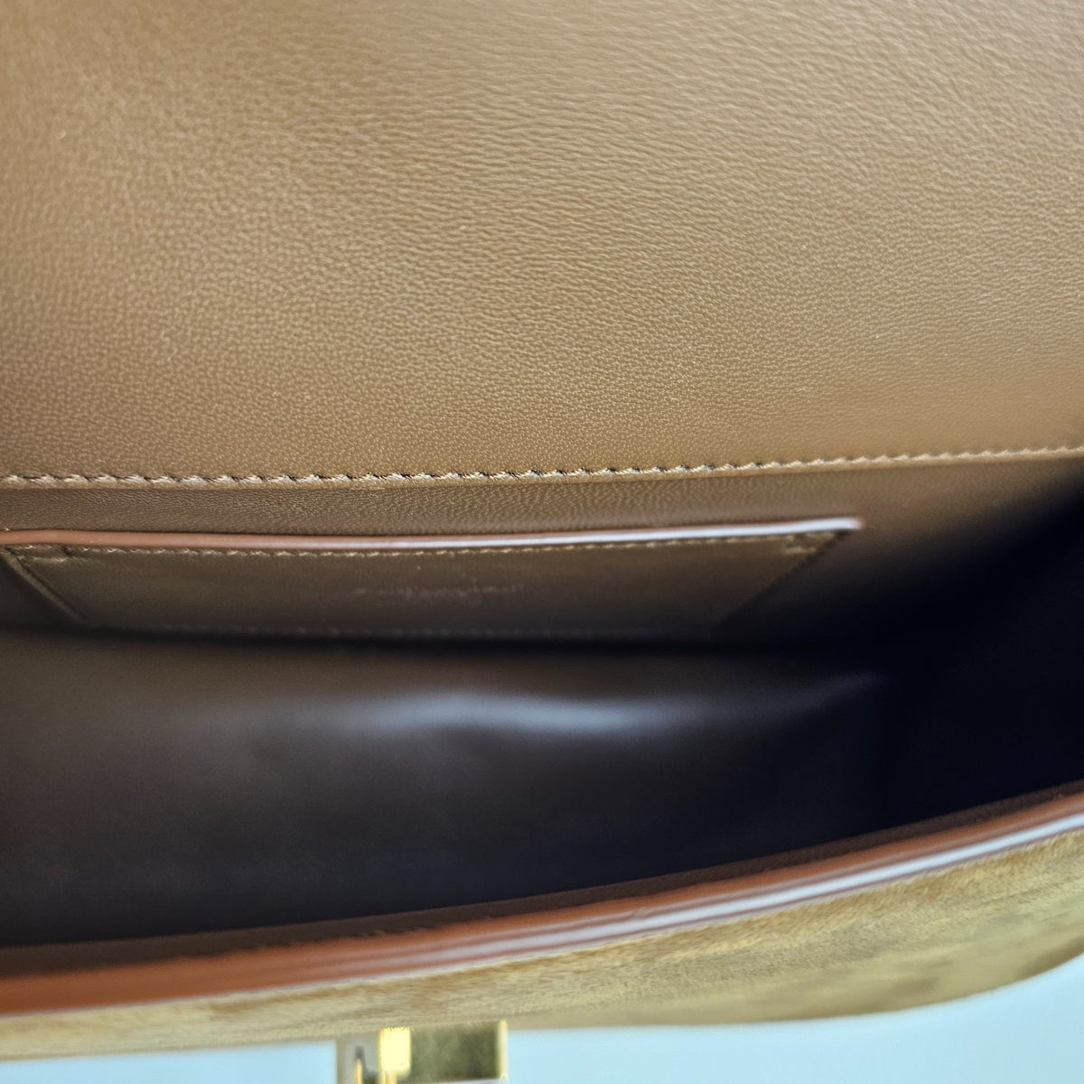 SAINT LAURENT Solferino Medium $3100 Caramel Cognac Suede Shoulder Bag New